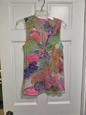 Lilly Pulitzer Multicolor Striped Shell-Print Sleeveless Top